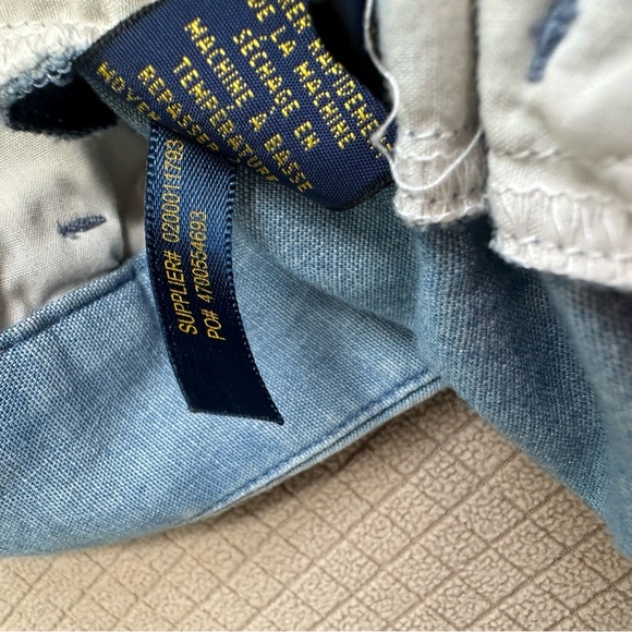 Polo Ralph Lauren 100% Cotton Blue Chambray Trouser Shorts Womens Sz 10 Tie Belt - Picture 7 of 9